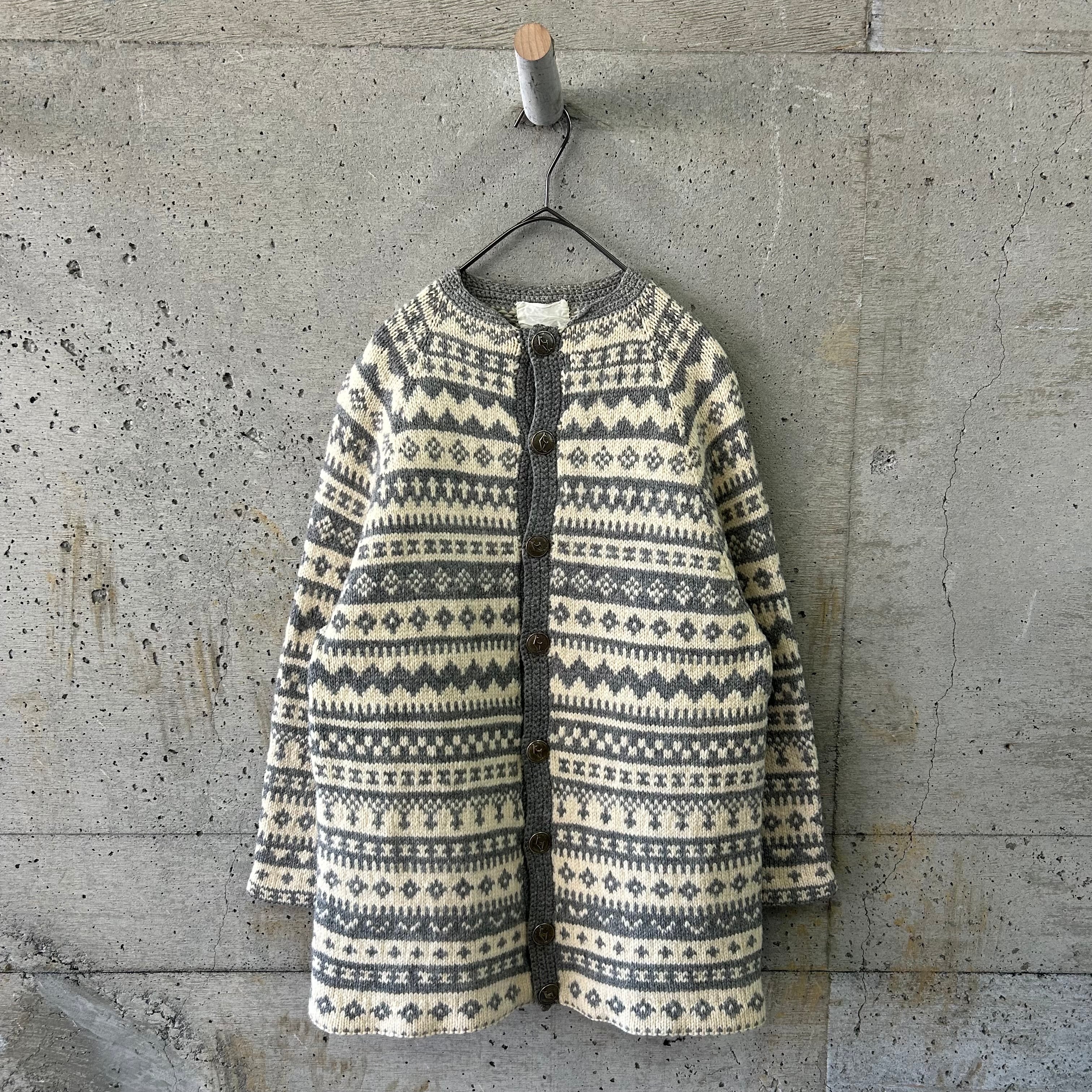 Grey Fair Isle knit cardigan