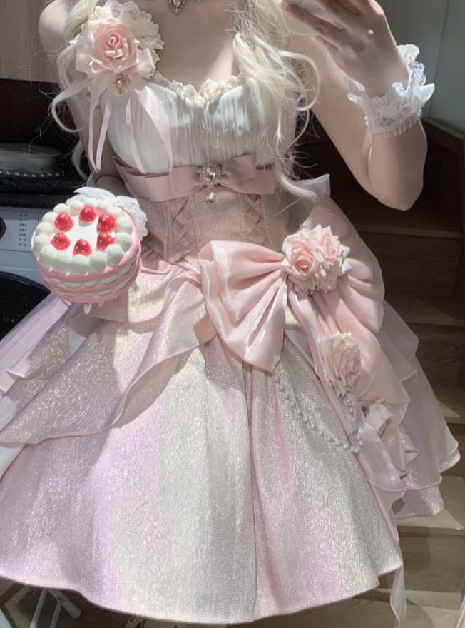 ゆめかわ♡全2カラー ローズフィッシュテールドレス wanpi53 ゆめかわ♡全2カラー ローズフィッシュテールドレス wanpi53