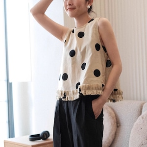 ruffle dot design sleeveless shirt【2024012401】
