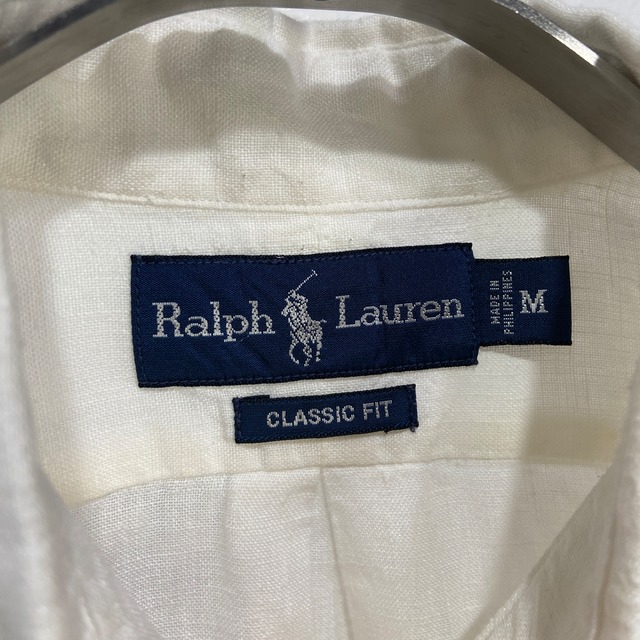 Ralph Lauren 半袖リネンシャツ classic fIt 白 M