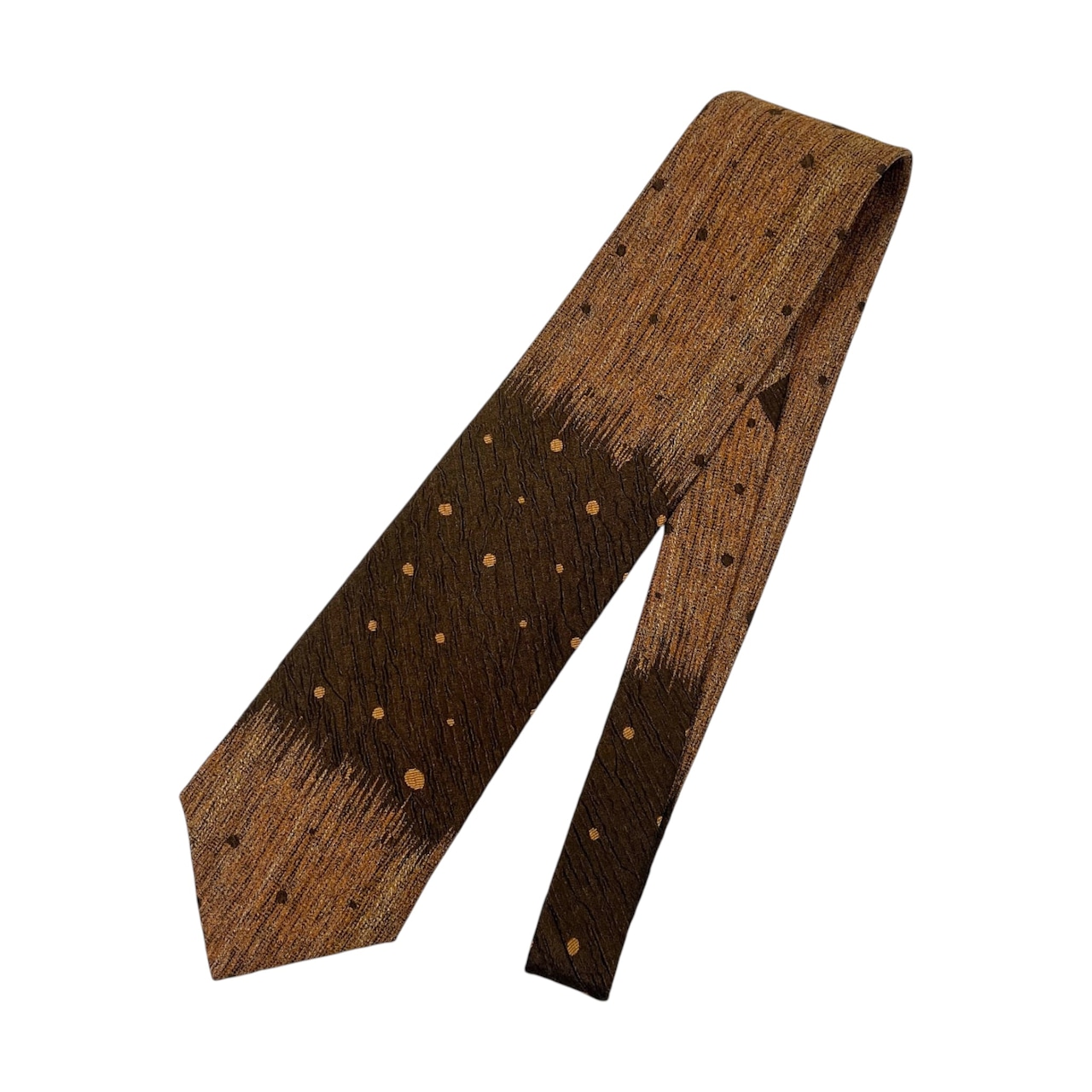 Franco Maria フランコ マリア タグ付き イタリア製生地 絹100% 切替 総柄 ネクタイ ベージュ ブラウン