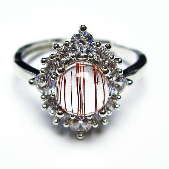 キャッツアイルチルクォーツ 指輪 リング 17号 フリーサイズ 調整可能 一点物 [M便 1/20] 115-4477