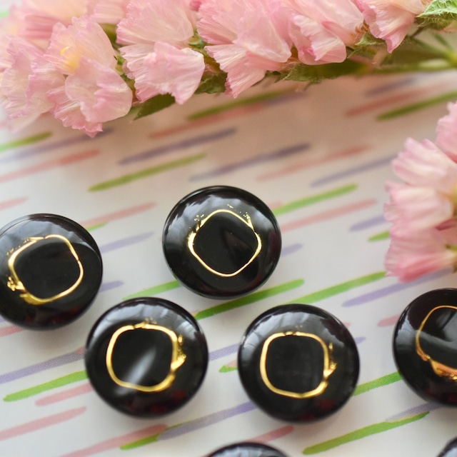 ブラックスクエア×ブラック（ゴールド） 15㎜