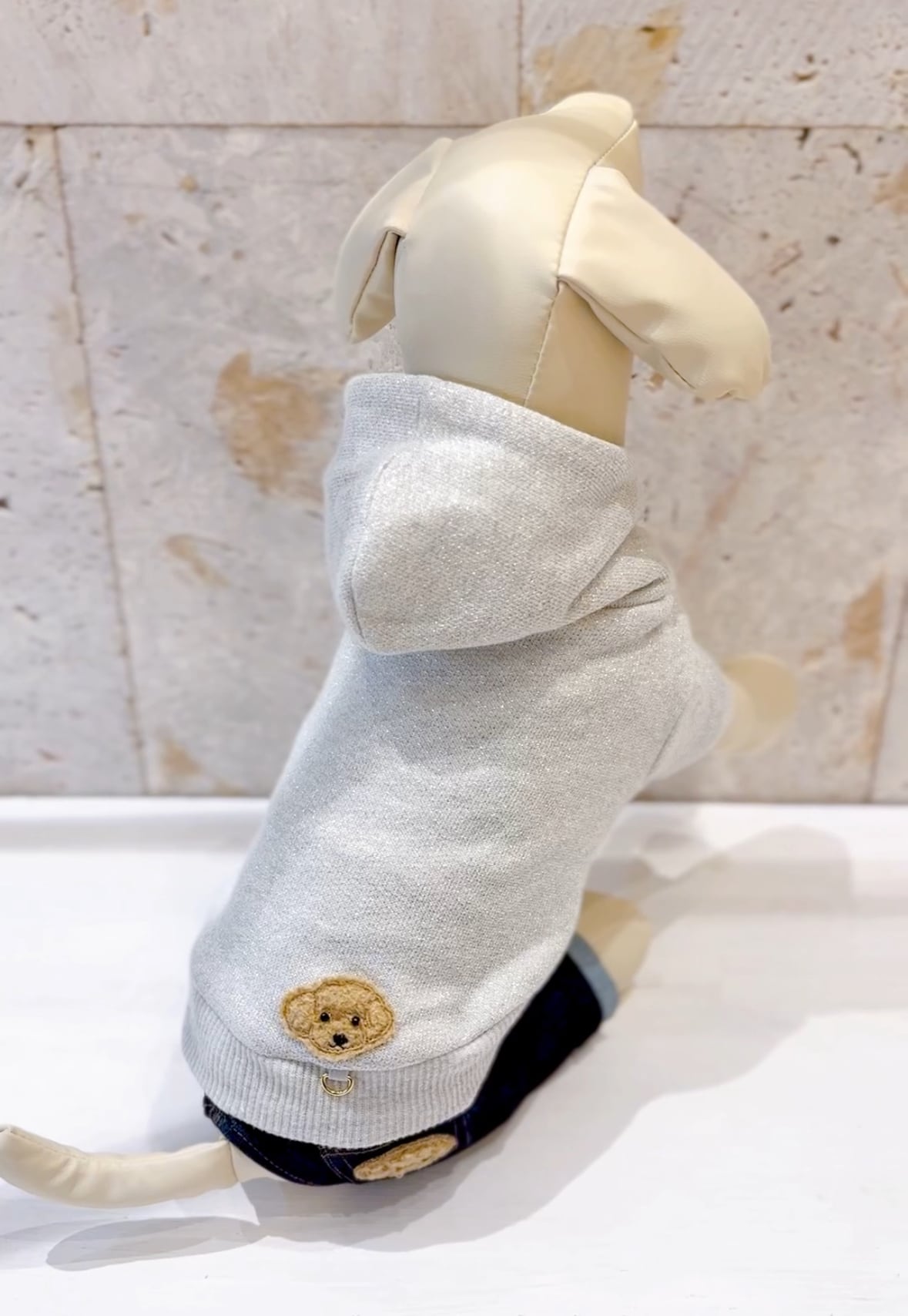 ワッペンフード付きラメパーカー | DENIM ROSE