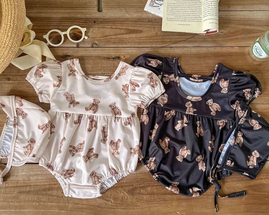 2点セット / 水着ロンパース / クマさん / 女の子 / 〜3才( A・B )