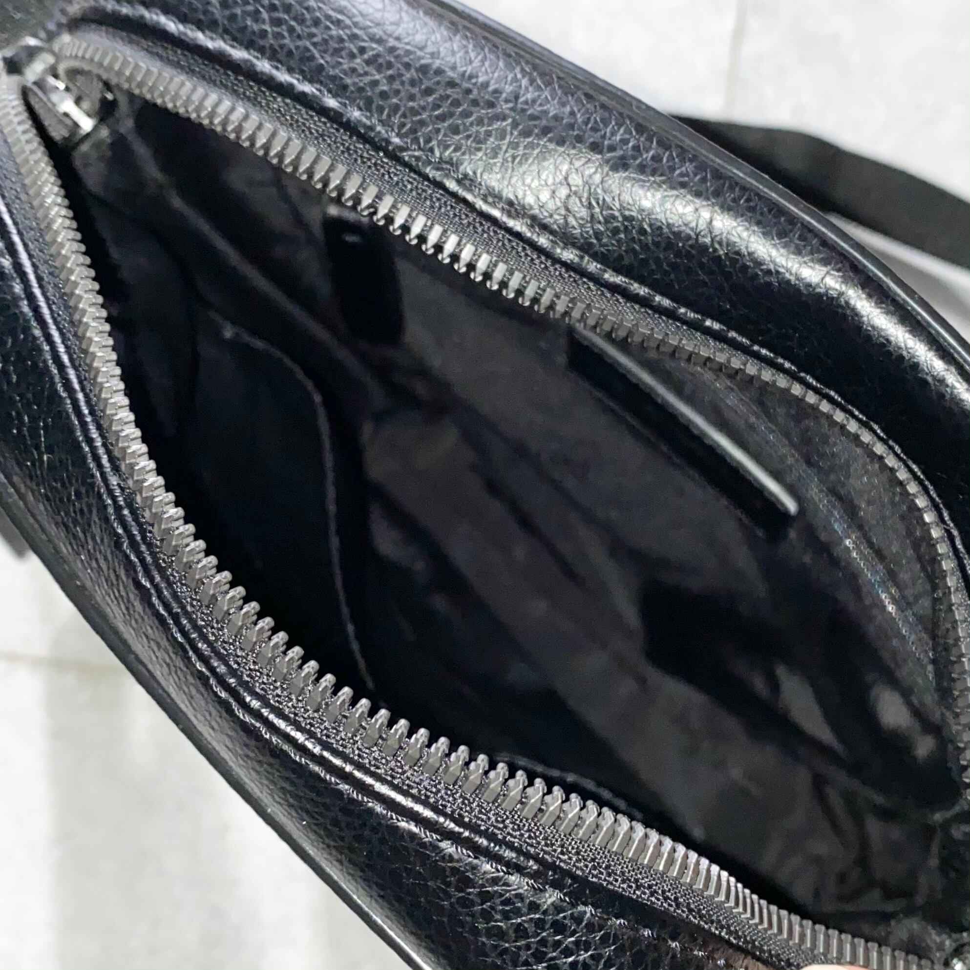 EMPORIO ARMANI “sustainability project” black leather square