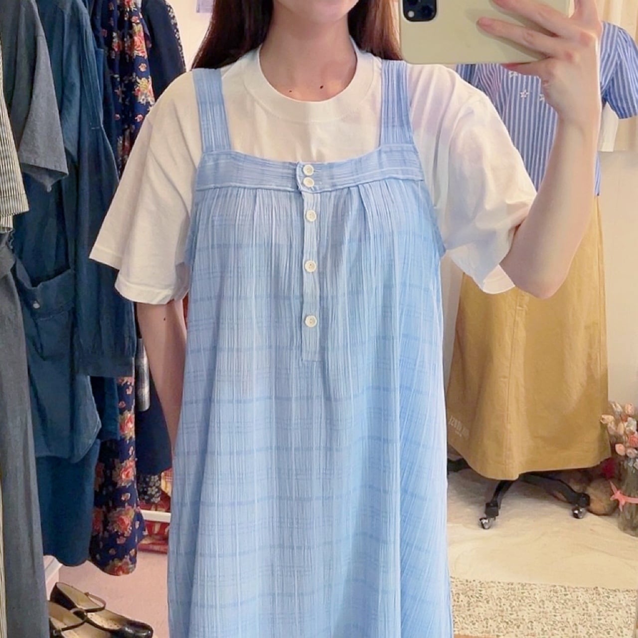light blue camisole one-piece