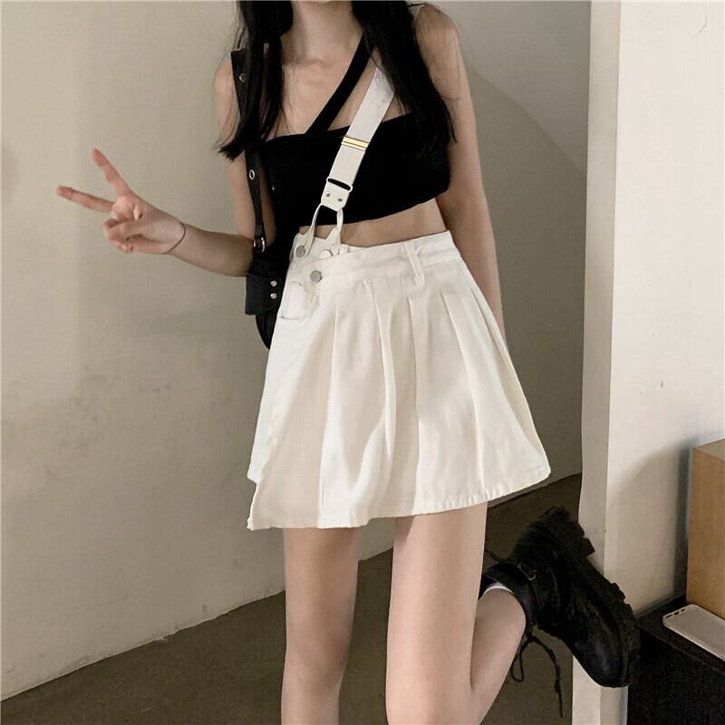 ホワイトスカート サマーハイウェストAライン 夏物 クレセントシティ74052597679