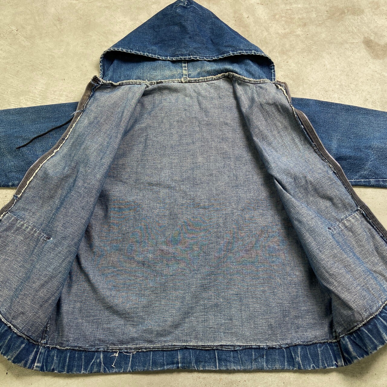 70年代 カナダ製 UNKNOWN デニム ジップアップパーカー メンズL 古着 