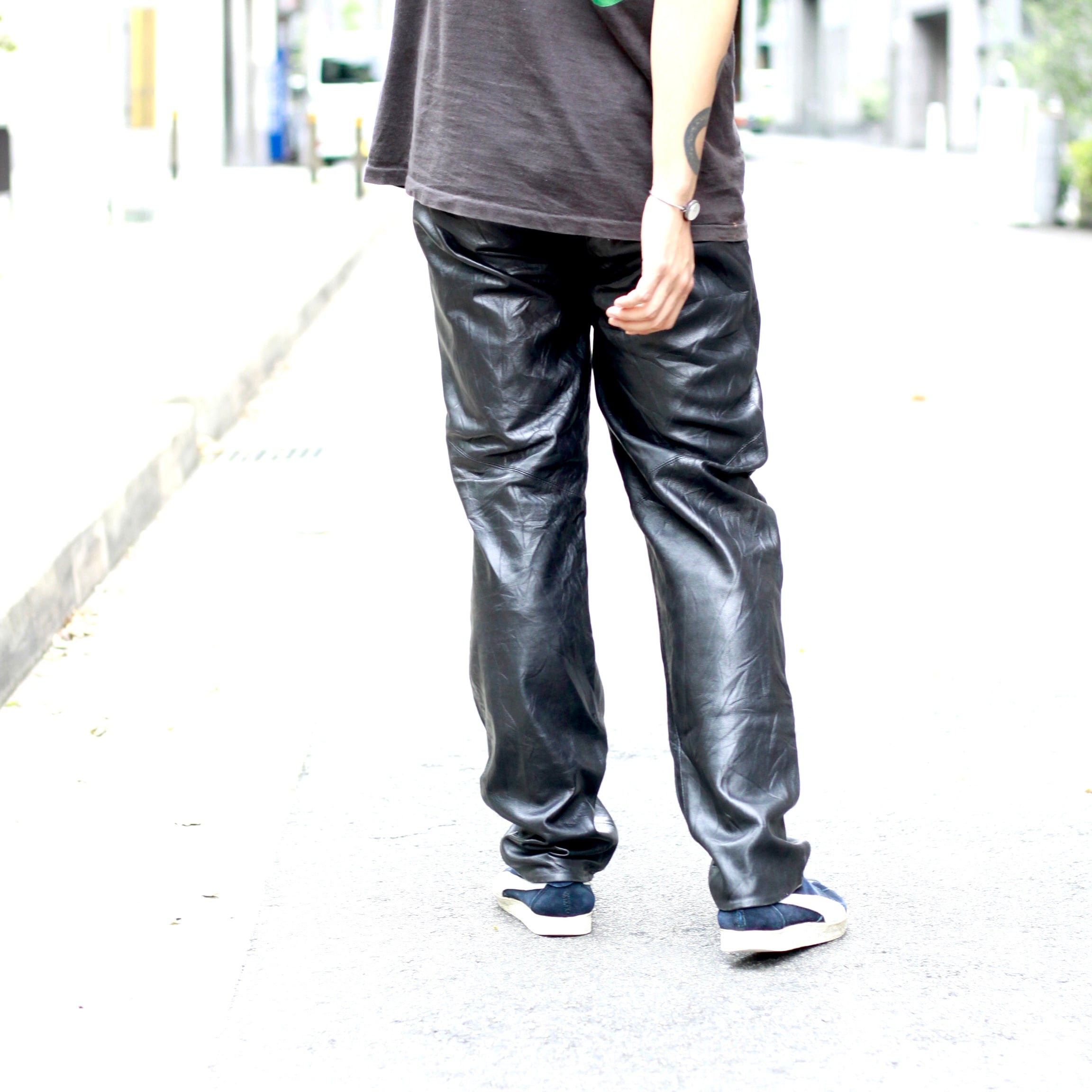 0165. 1980's Leather pants 80s 80年代 レザー レザーパンツ black ...