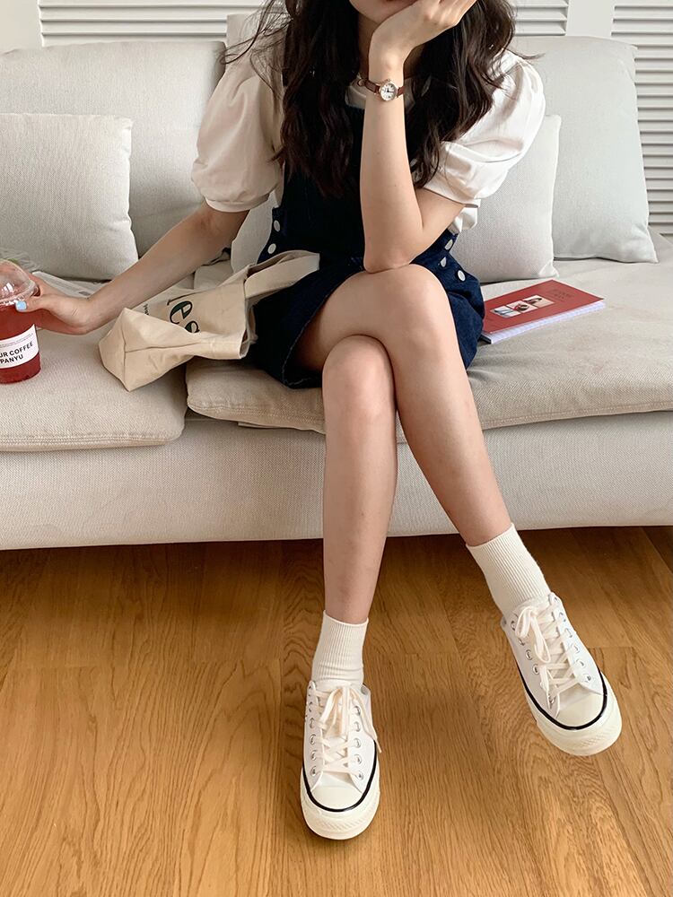 ソリッド カラーオーバーオール サマー薄手ポケットボタンドレス 夏物 ソリッドカラー ビッグFスモールZ韓国12368891050