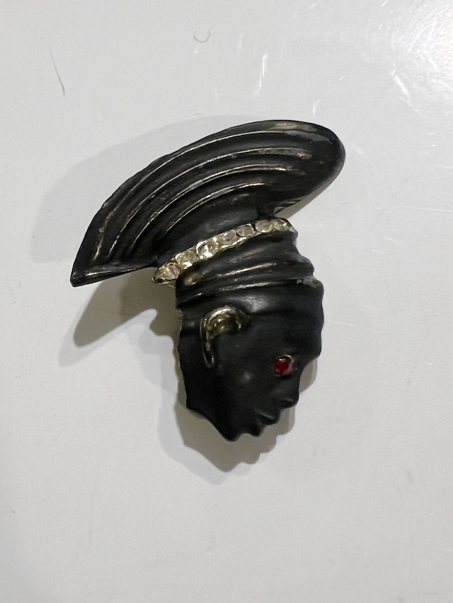 "costume jewelry"40s-50s black african head brooch