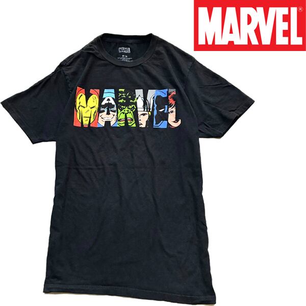 1点物◇Marvelマーベル黒アメコミプリントTシャツ古着メンズML