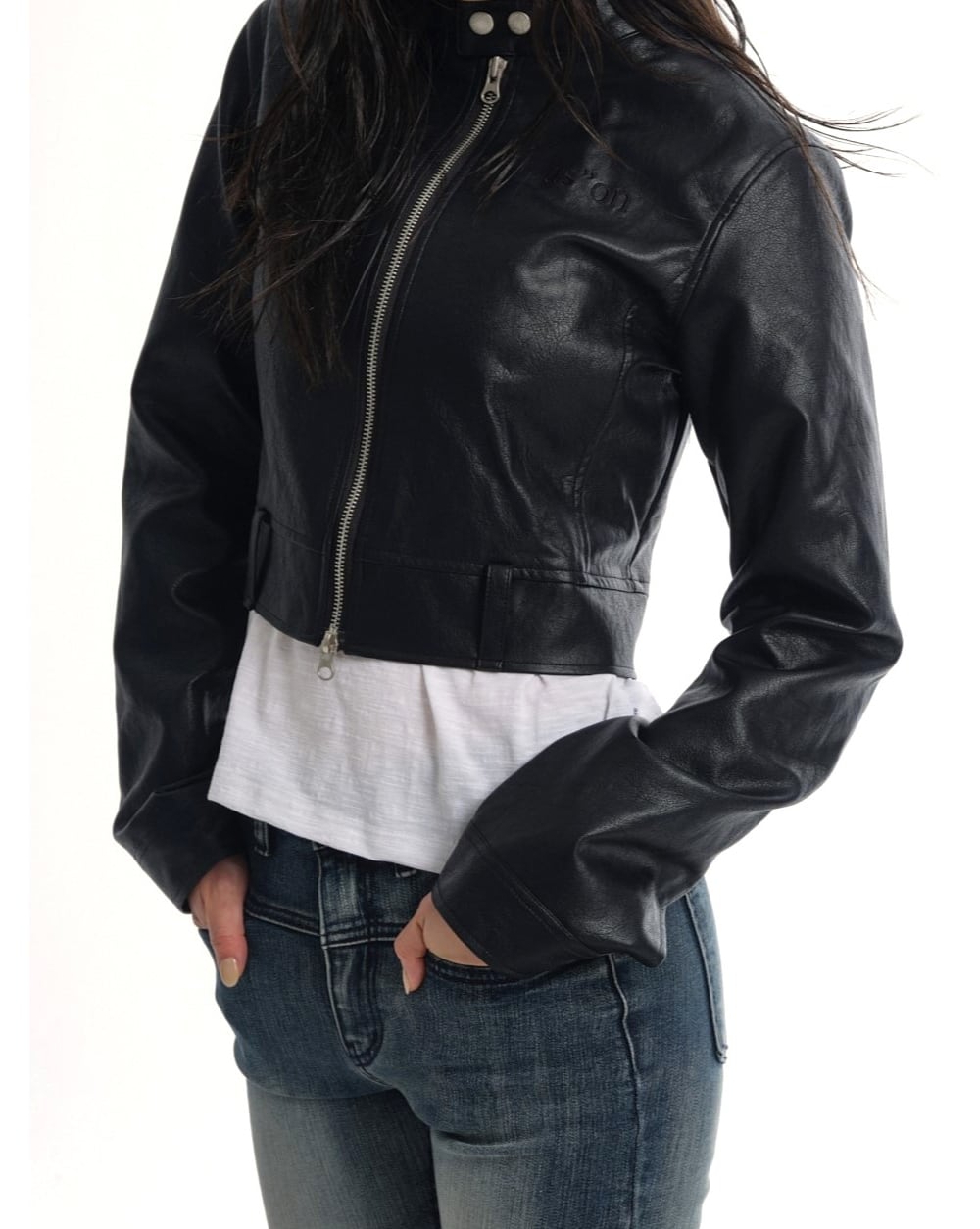as”on] SLIM LEATHER JACKET 正規品 韓国ブランド 韓国通販 韓国代行