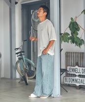 【#Re:room】STRIPED SUMMER KNIT BIG T-SHIRTS［REK141］