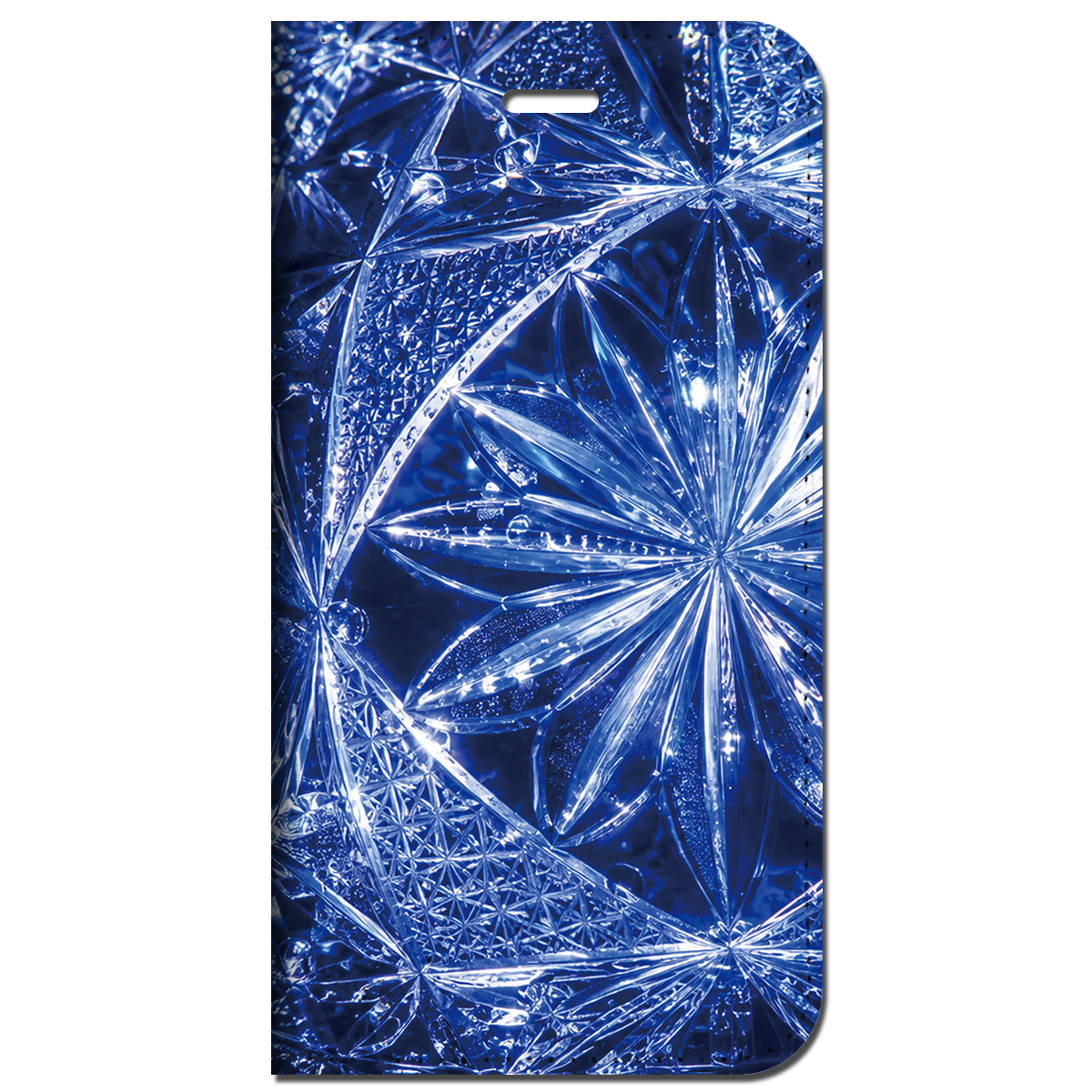 iPhone対応 スマホ 手帳型ケース 夏 江戸切子 瑠璃色 伝統美 ガラス クリスタルクリア 和モダン 涼やか 粋 瑠璃色のガラス 光の屈折 プリズム 伝統工芸 スマホケース スタンド 【iPhone17 / iPhone16e / iPhone16 他 iPhone各機種対応】 |iasmjk01