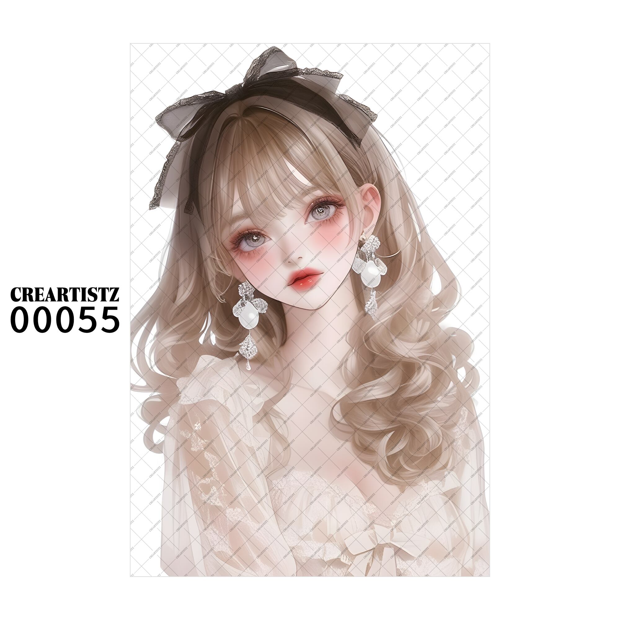 00055 ガール キュート オリジナル ペーパー/ステッカー 4枚セット CREARTISTZ