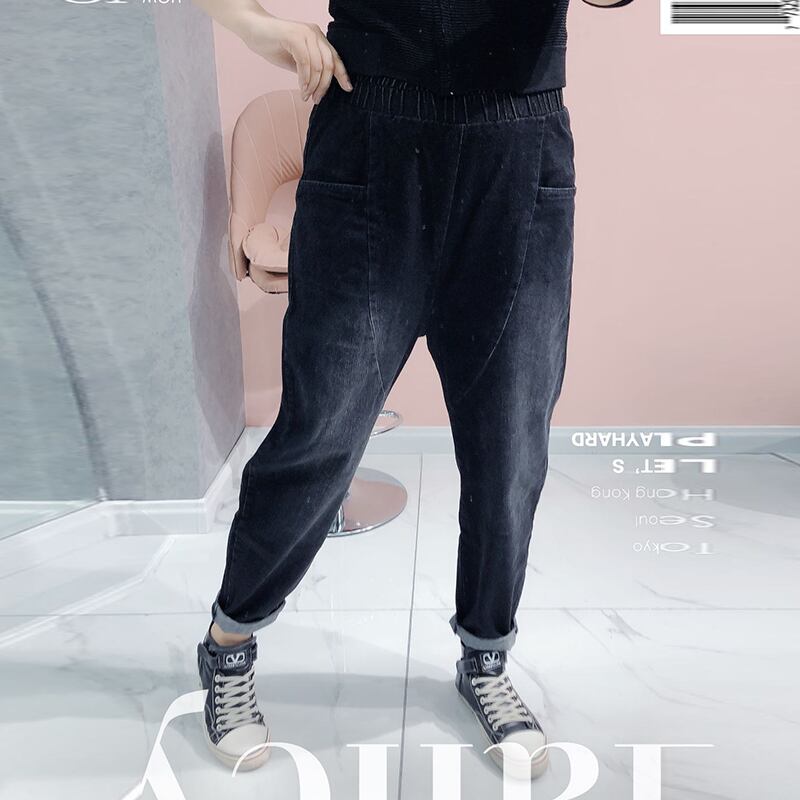 2020年秋新作クロッチ太もも太ストレートストレートレディースパンツファットシスターミリサイズプラスルーズデニムパンツ ミックスインファッション17523042082