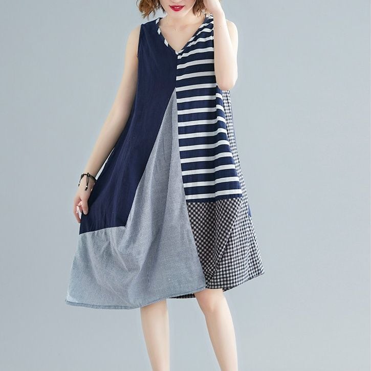 RELAXED IRREGULAR PANEL SLEEVELESS MIDI DRESS M-18048