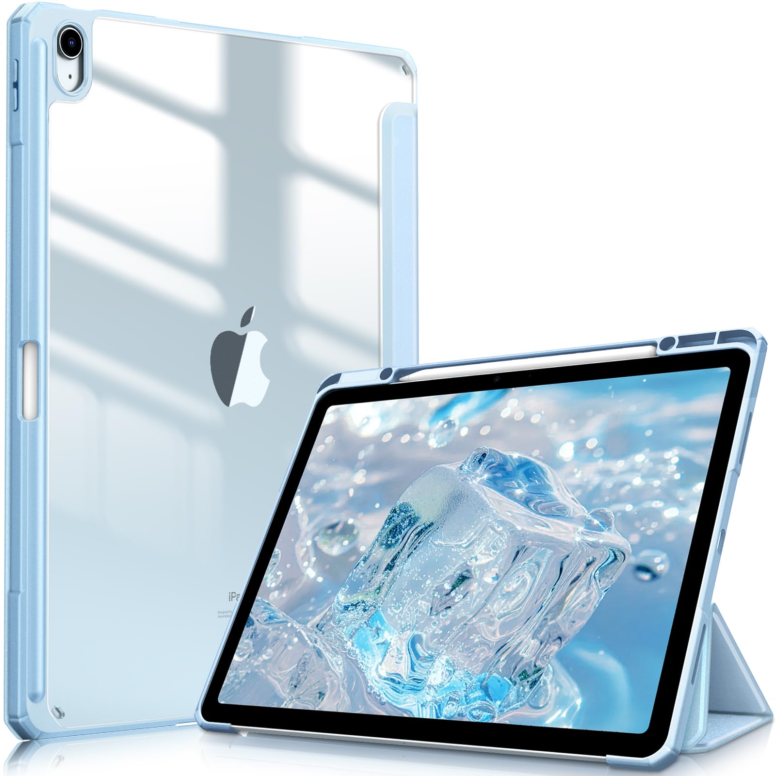 Fintie iPad Air 13インチ(M4/M3/M2)用ケース 2026/2025/2024 透明バックカバー(スカイブルー)