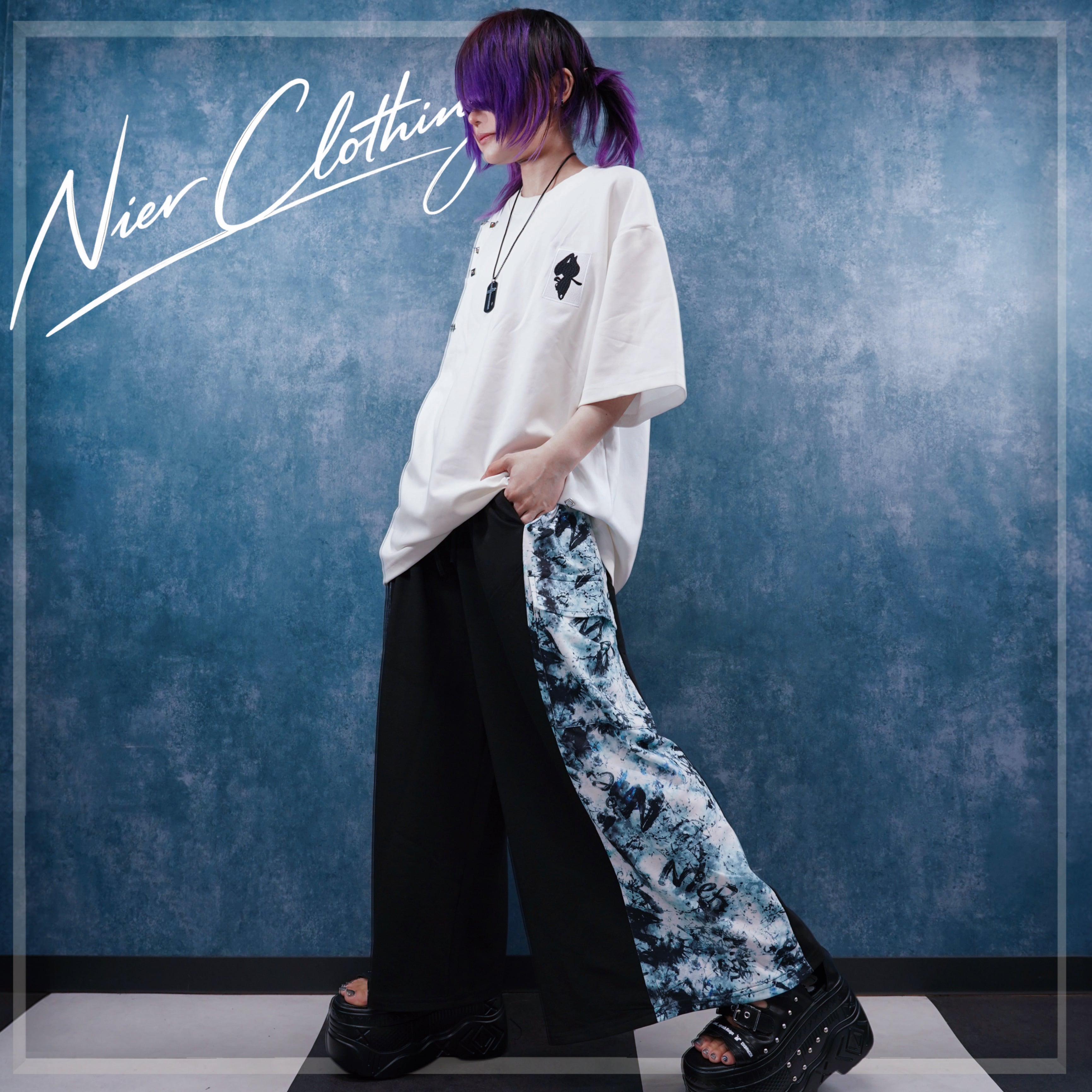 3rd day SPECIAL PRESENT】4POCKET MIX DESIGN WIDE PANTS【黒薔薇