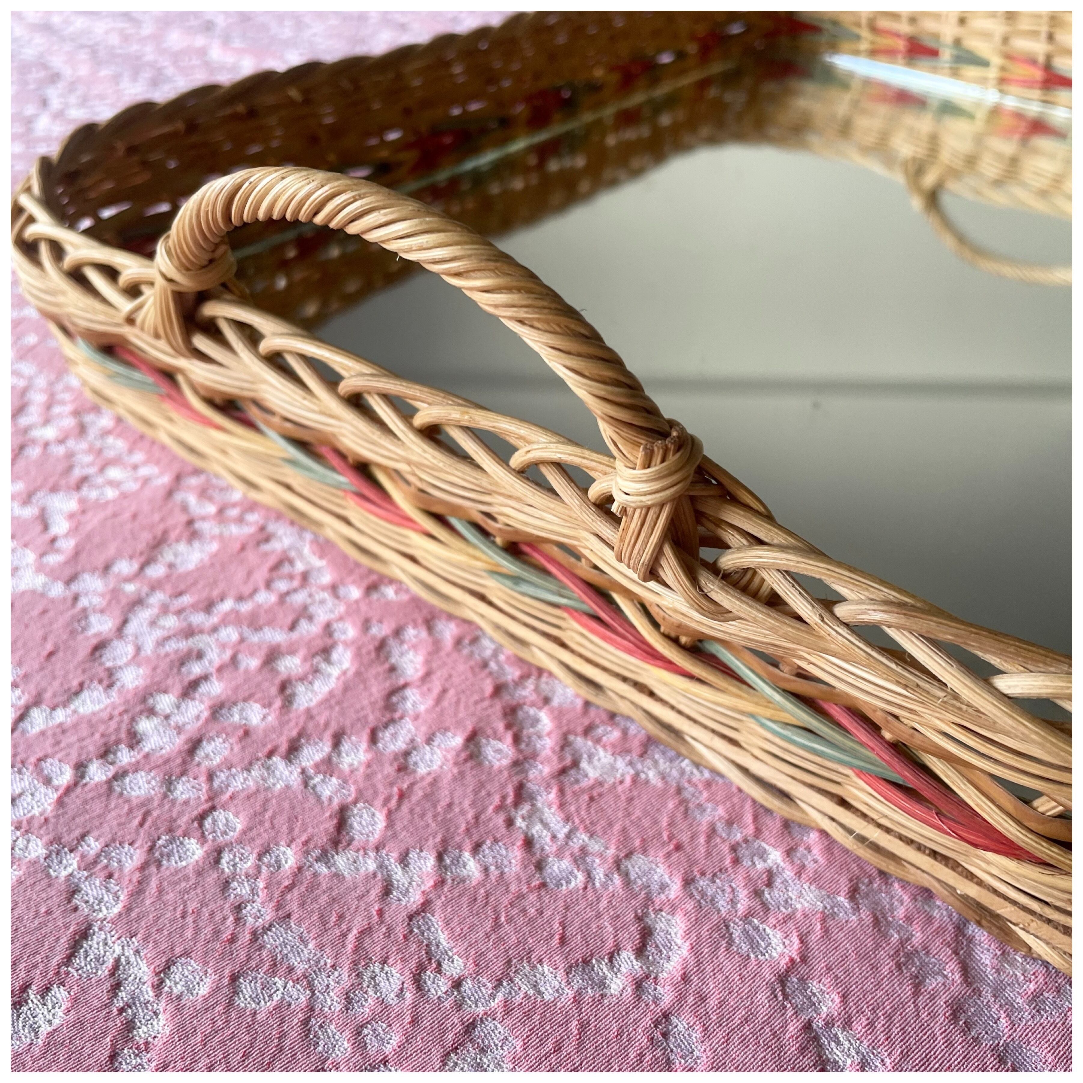 フランス ヴィンテージ ミラートレイ トレー ラタン | KIRA CLOSET vintage