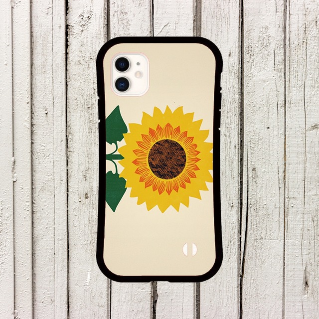 iPhoneケース ひまわり 北欧レトロポップ｜ミッドセンチュリー風花柄 NOR070