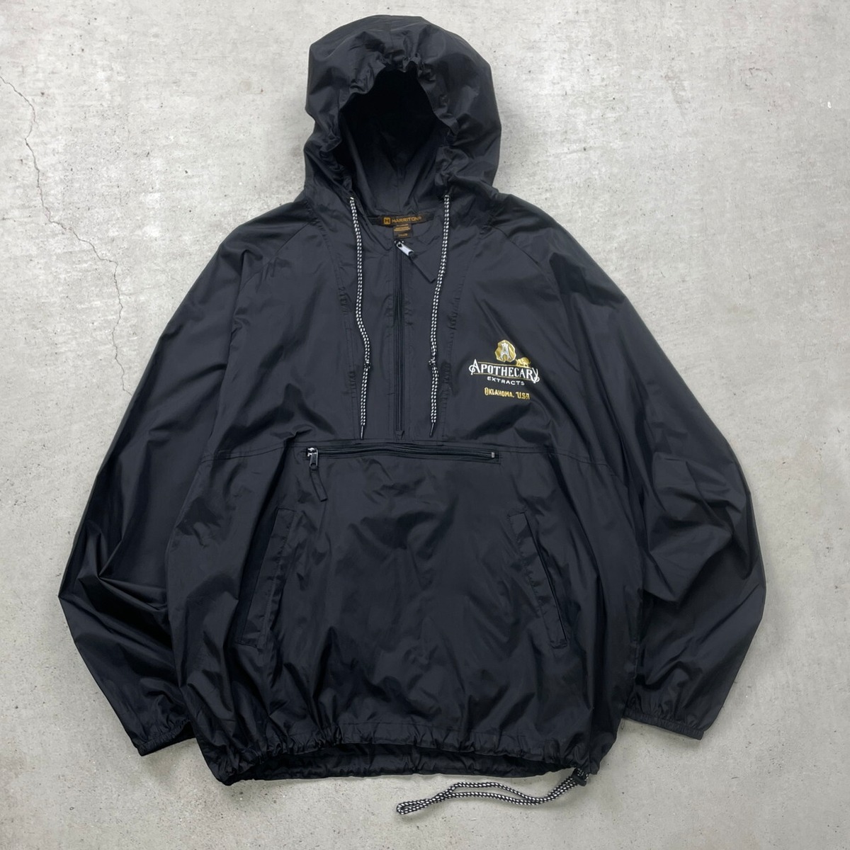 HARRITON ナイロンアノラックパーカーUS企業プリント メンズ2XL 古着 