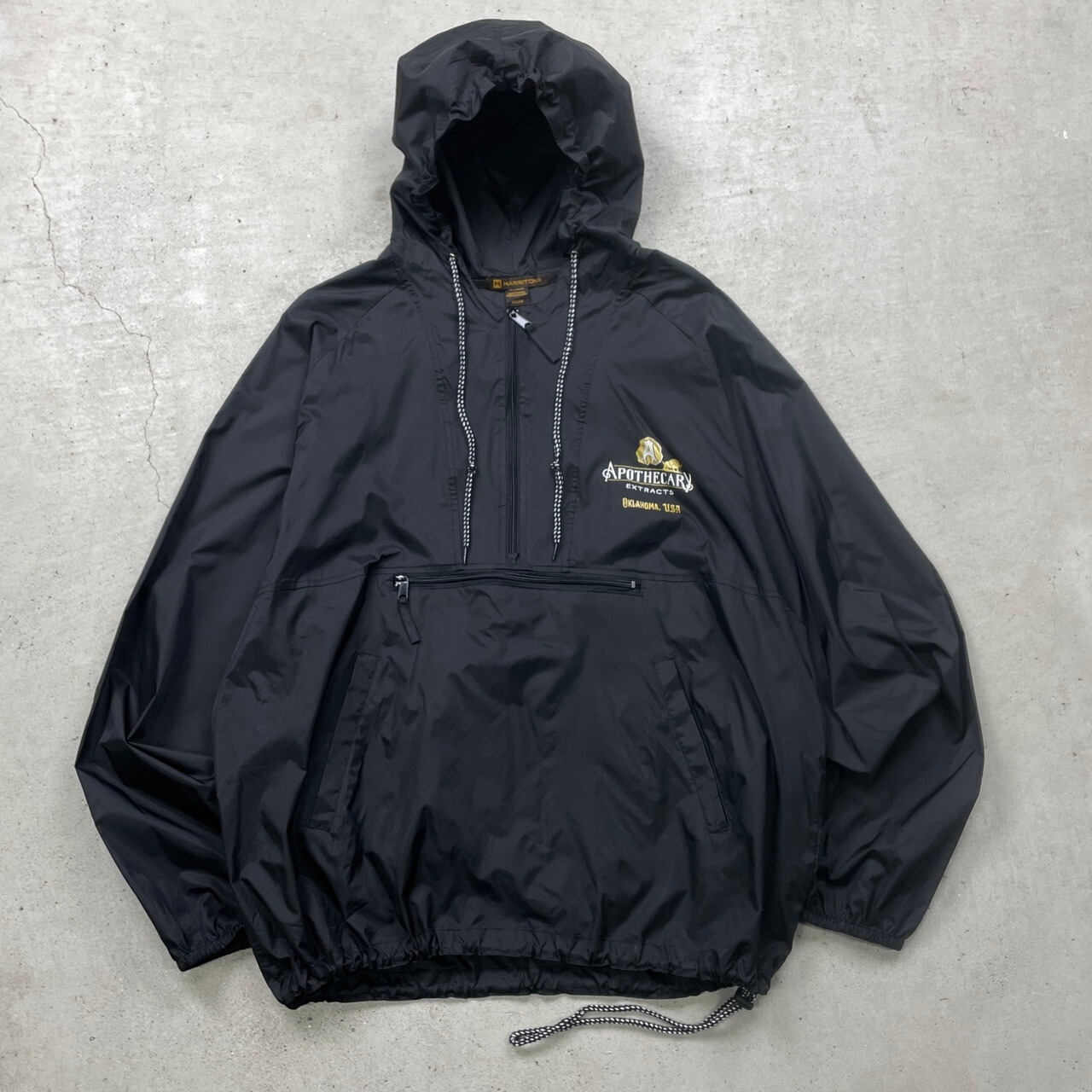 HARRITON ナイロンアノラックパーカーUS企業プリント メンズ2XL 古着 