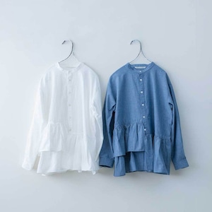 GRANDMA MAMA DAUGHTER シャンブレーアシメフリルチュニック