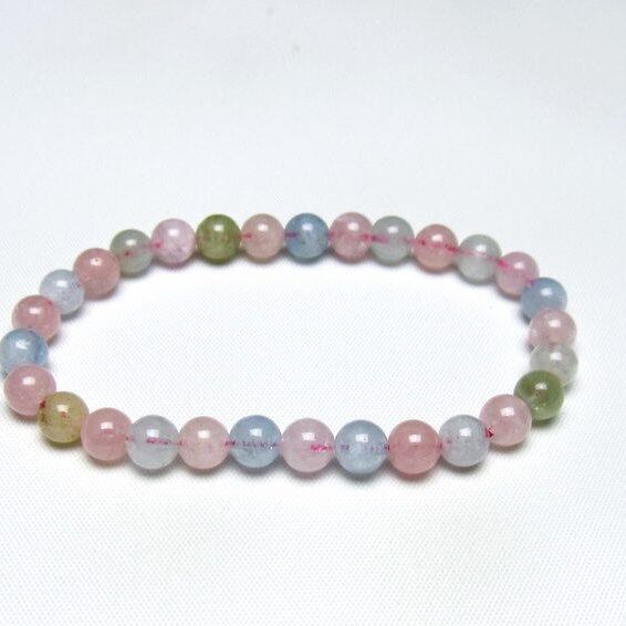 ミックスカラーベリル ブレスレット 6mm 一点物 メール便可 [M便 1/10] 111-48832