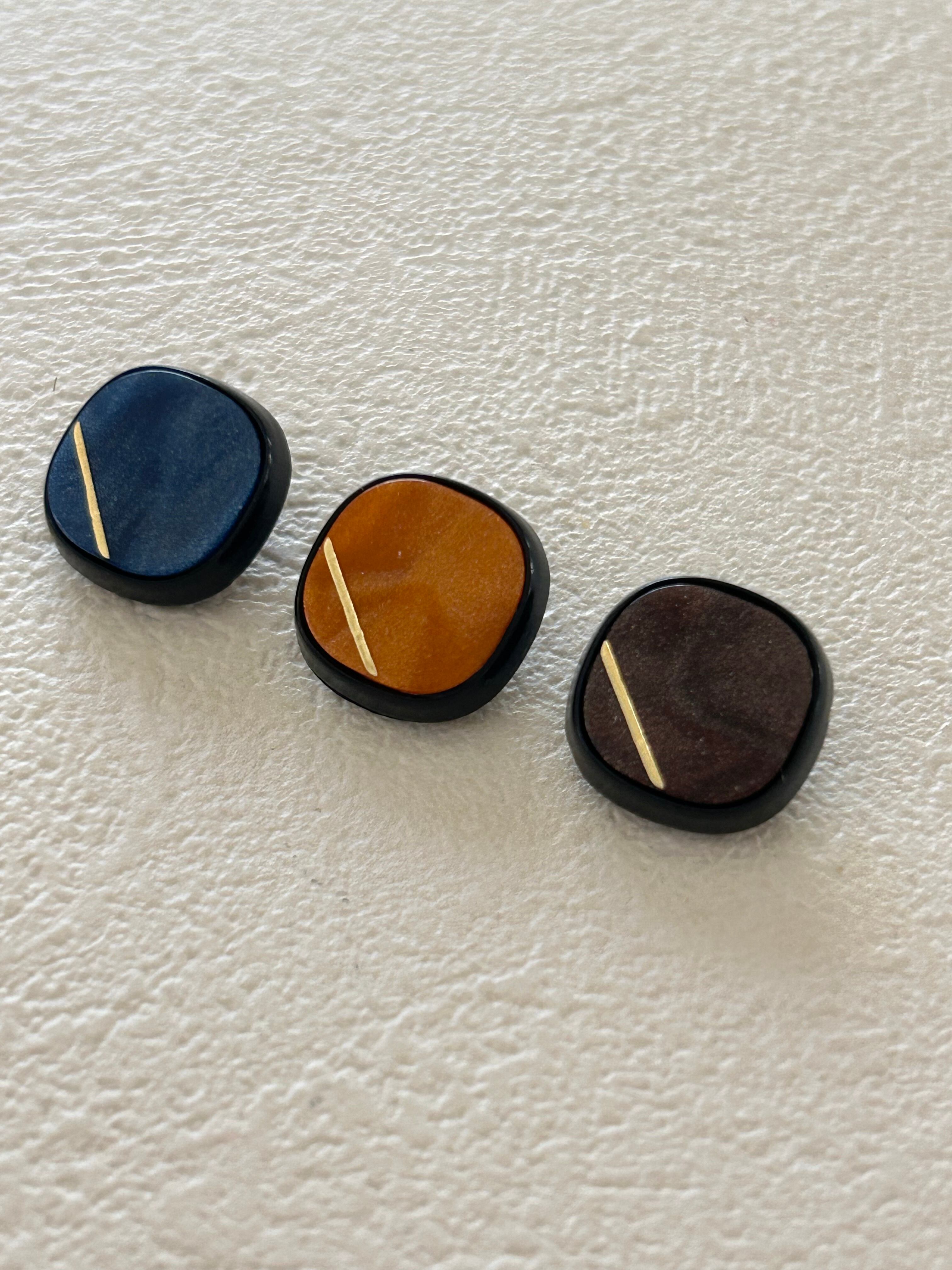 Japanese Vintageボタン レトロボタン 角なしスクウェア 14mm オレンジ/ネイビー/ブラウン アクセサリーパーツ デコレーション材