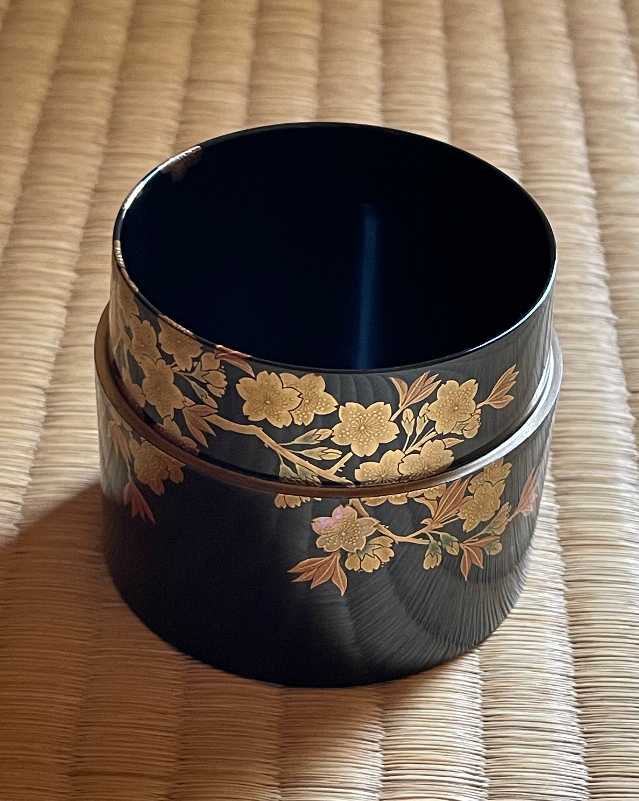 茶道具 中次 竹蒔絵 茶器 光峯 共箱 輪島塗 漆芸 棗 薄茶器 