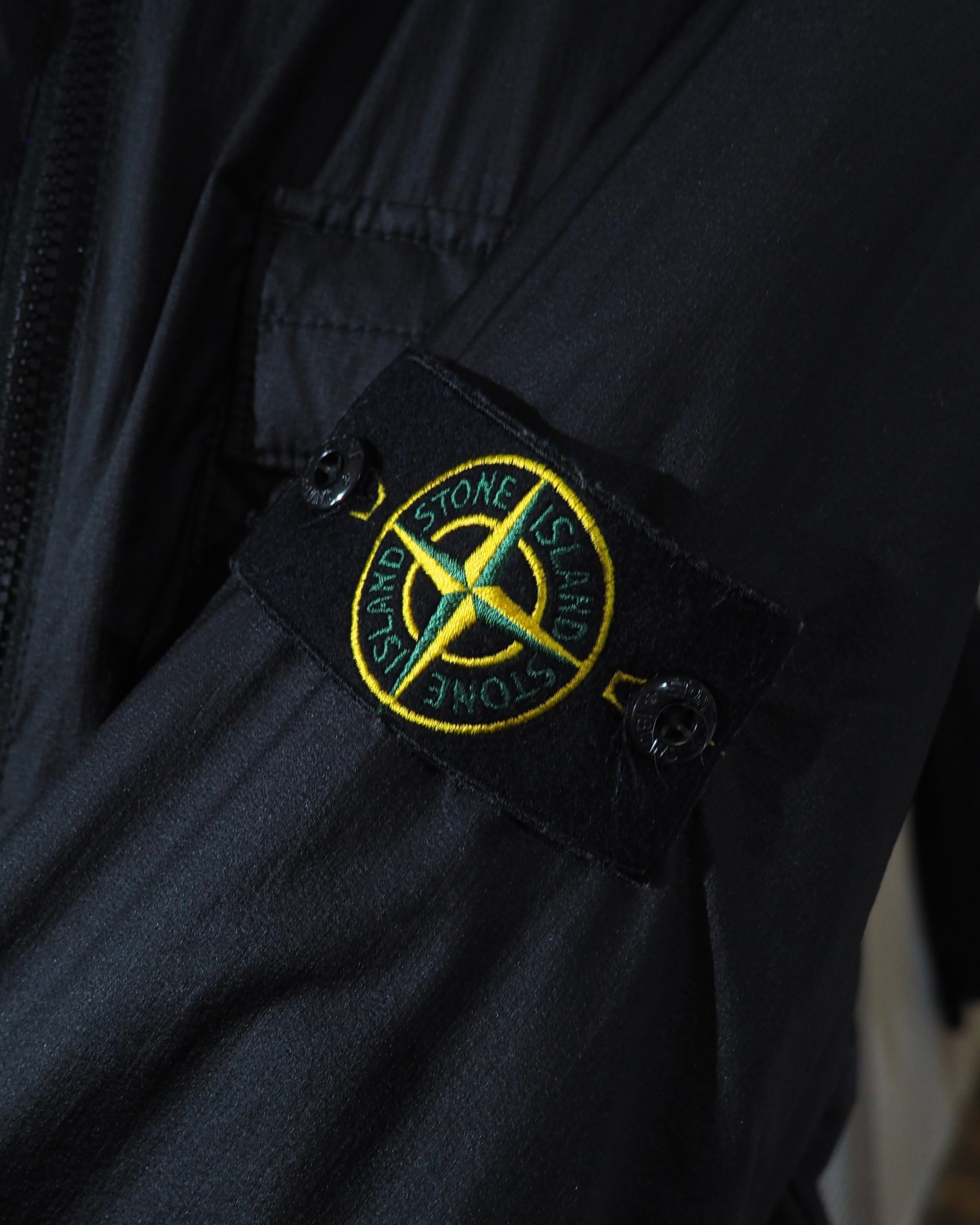 " Stone Island " Bio Based Ripstop Nylon Primaloft Black Hooded Jacket