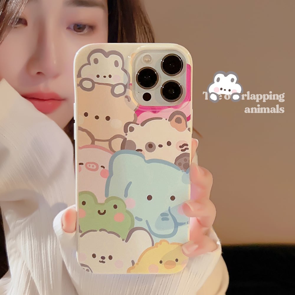 iPhone15対応】アニマル大集合◎水彩 可愛い動物たち 癒し かわいい