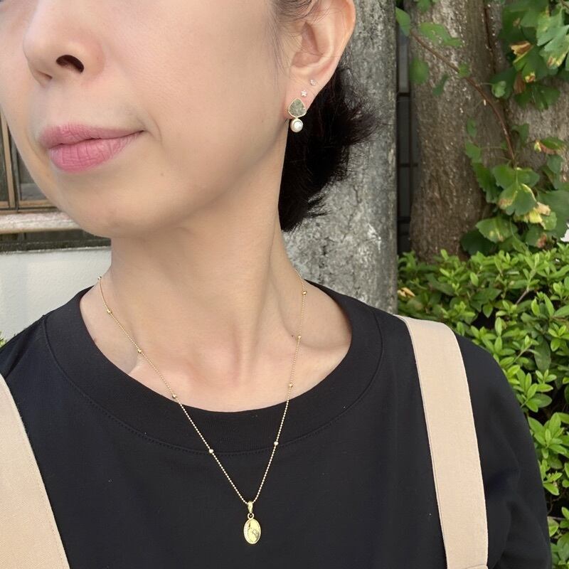 Gold Coating ラフカット ラブラドライト パール スタッドピアス