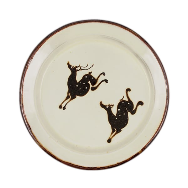 小島鉄平 スリップウェア 6寸皿 鹿