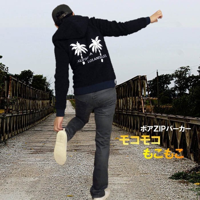 ボア パーカー フルジップパーカー リングボア バック刺しゅう ボア パーカー フルジップパーカー リングボア バック刺しゅう