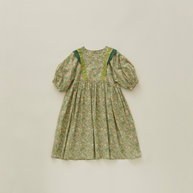 《予約商品 eLfinFolk 2023SS》Retro flower dress / grass green