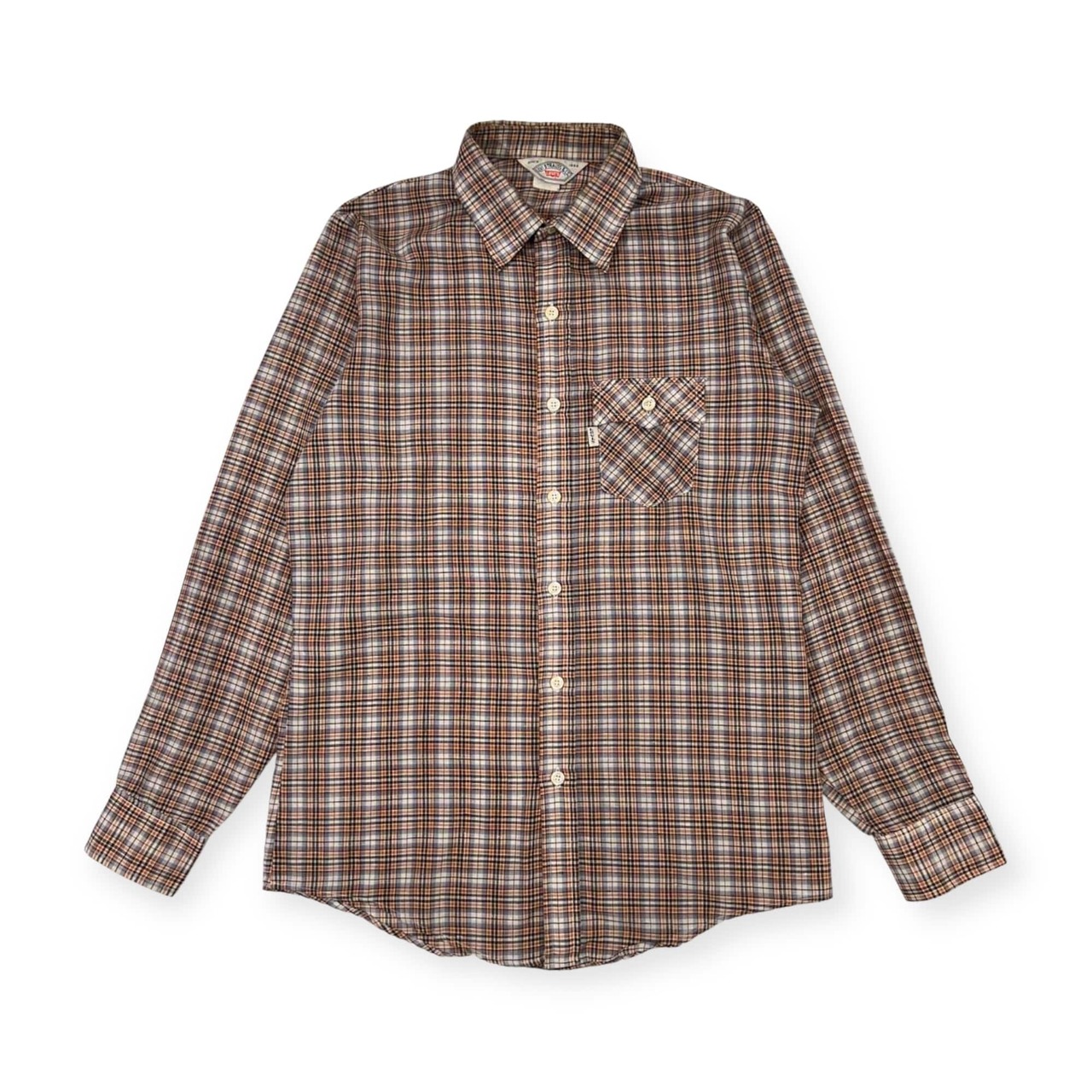 70s USA製 LEVI STRAUSS&CO. リーバイス チェック 長袖シャツ 20/マルチ メンズ ビンテージ