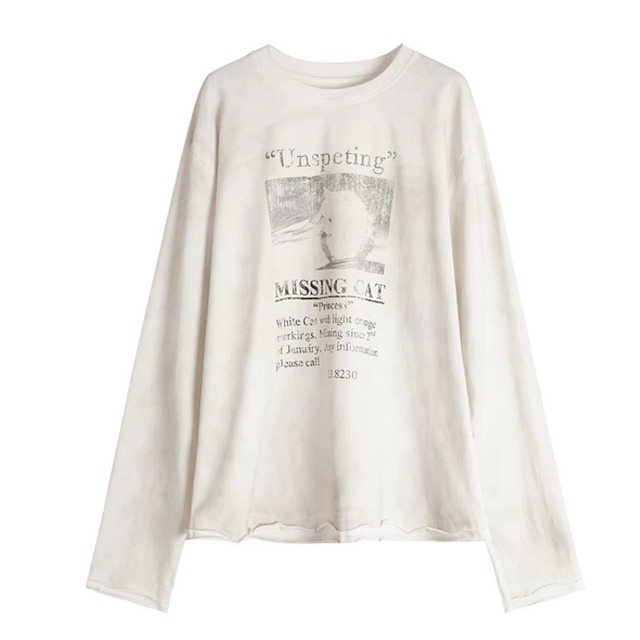fade cat graphic long tee　フェードキャットグラフィックロングティー　J2133