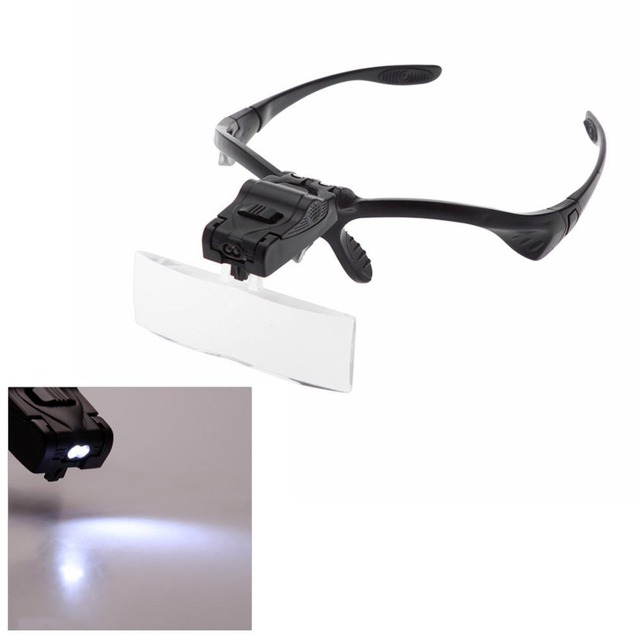 ヘッドバンド拡大鏡アイ修復ツール虫眼鏡でledライト1.0 × 1.5 × 2.0 × 2.5 × 3.5 × 5調節可能ルーペ光学レンズ