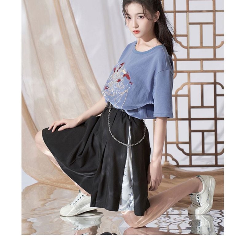 サブカル 服 地雷系 通販 ショートパンツ キュロット ユニセックス 漢字 チャイナ服 中華服 闇かわいい