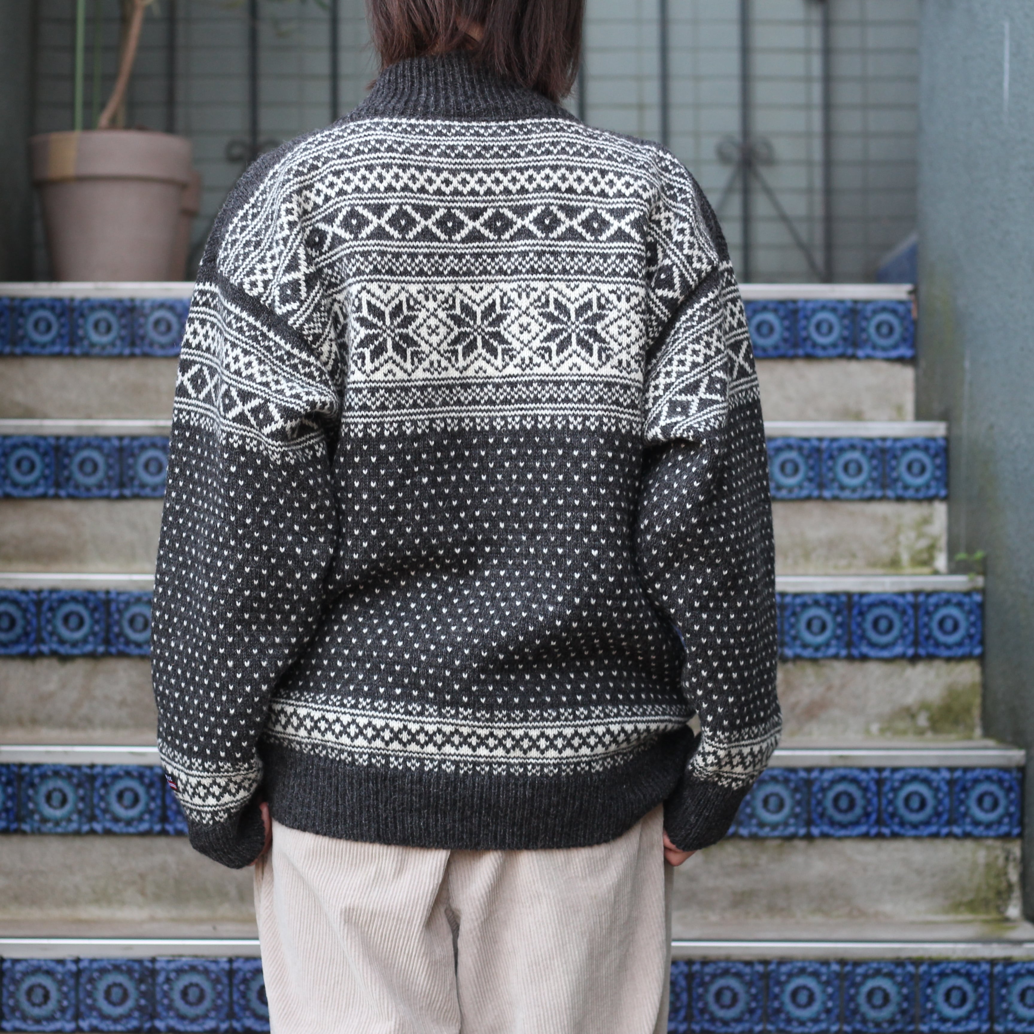 EU VINTAGE Norwool HALF ZIP NORDIC KNIT/ヨーロッパ古着ハーフジップ ...