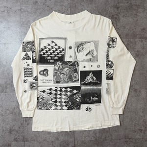90's M.C.Escher "Multi" Printed Long-Sleeve T-Shirt USA ANDAZIA ART 90年代 エッシャー マルチプリント Tシャツ アメリカ ヴィンテージ ビンテージ だまし絵 アート TT2026-0002