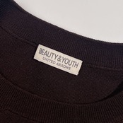 BEAUTY&YOUTH ビューティーアンドユース コットン ナイロン ニット セーター L/ダークブラウン系 メンズ シンプル