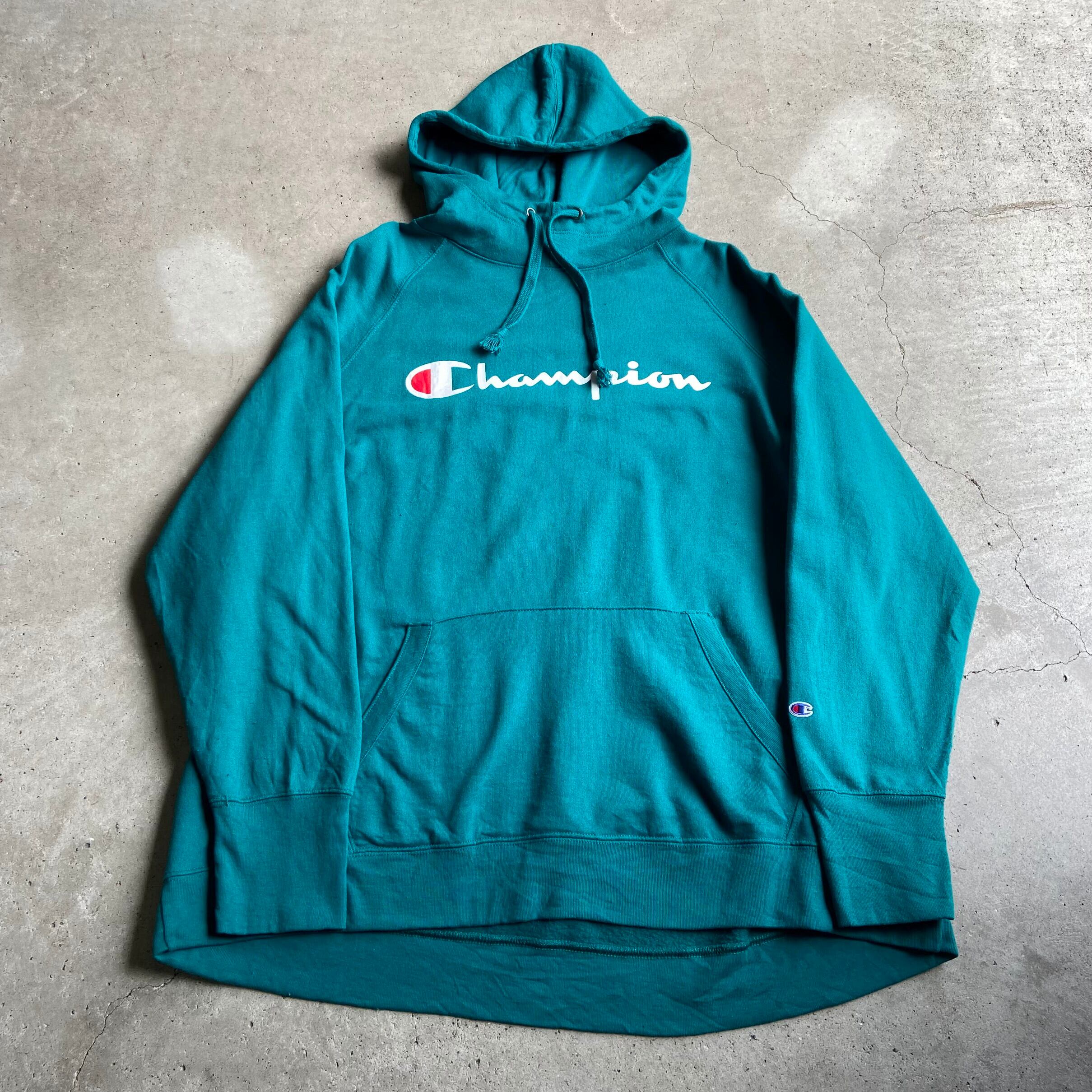 ビッグサイズ Champion チャンピオン ロゴプリント ハイネック スウェットパーカー レディース2xl 古着 グリーン 緑 大きいサイズ パーカー Cave 古着屋 公式 古着通販サイト