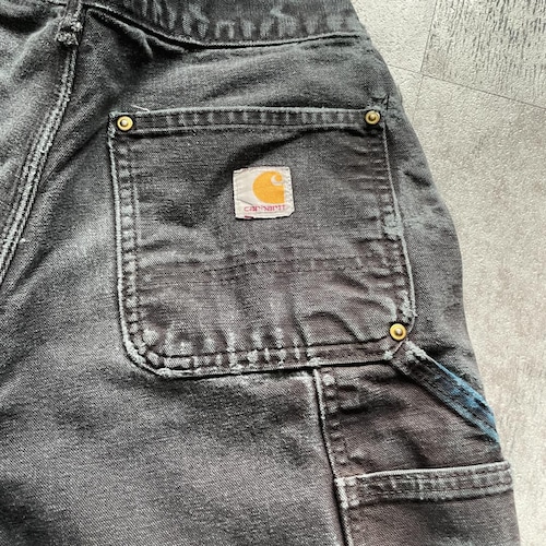 00s USA製 ブラック ダブルニー Carhartt B01 BLK w30 詳細写真2