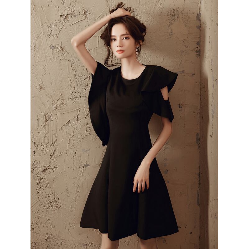 ワンピース パーティー ドレス 無地 ペプラム Aライン