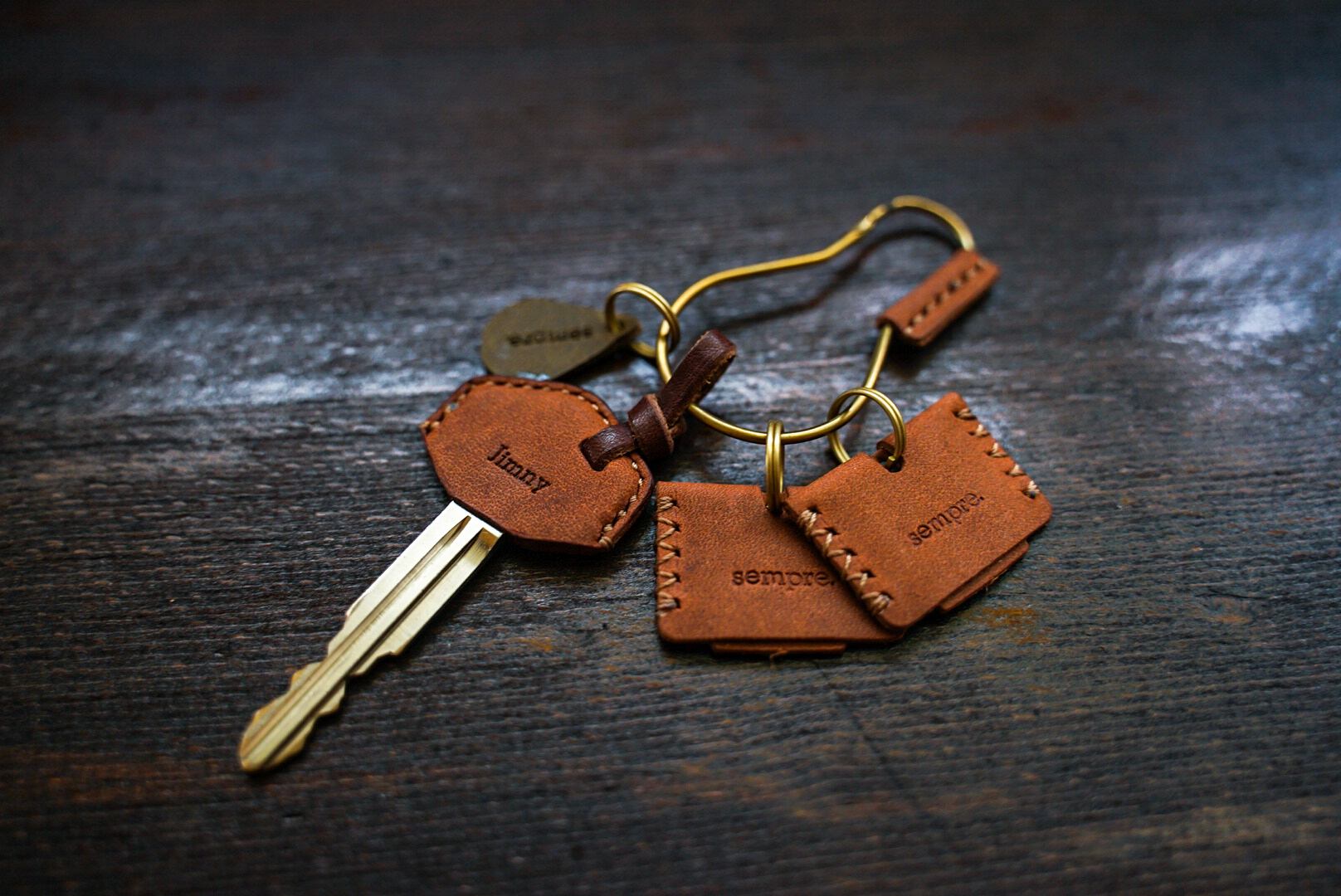 ジムニー仕様】革と真鍮のキーリング&キーキャップ/ブラウン | Pay ID